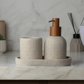 Porta Sabonete Líquido em Poliresina Linen Bege 250ml